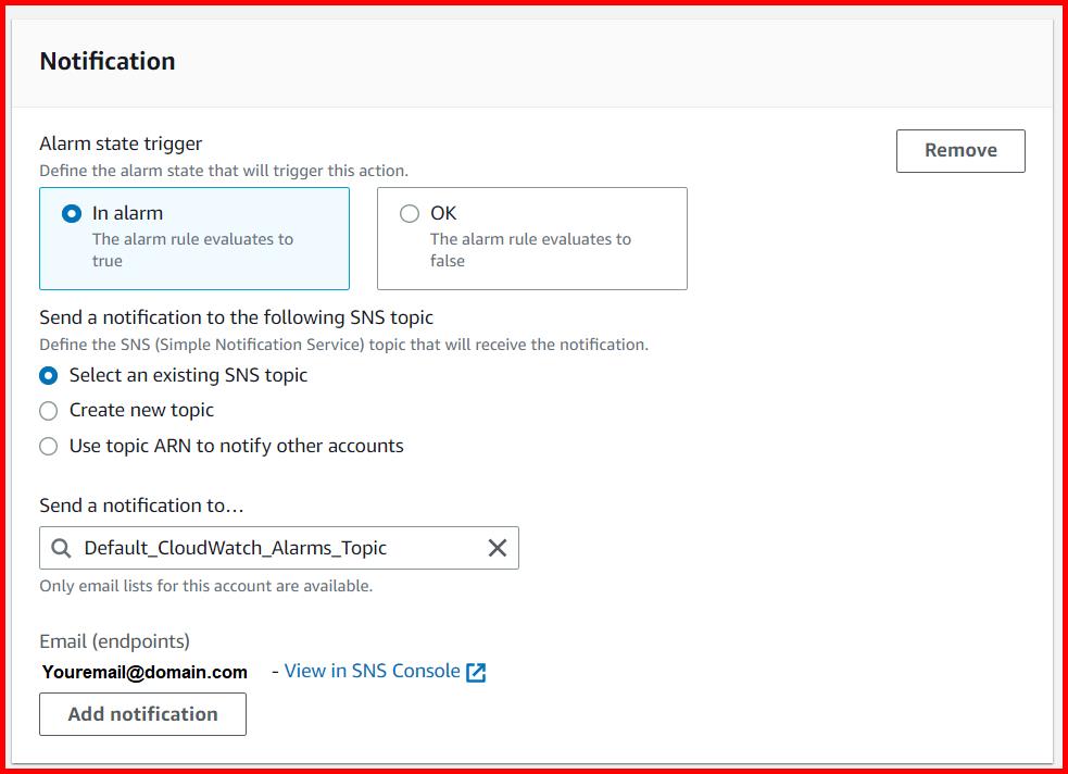 Picture showing the screen to set the alarm trigger